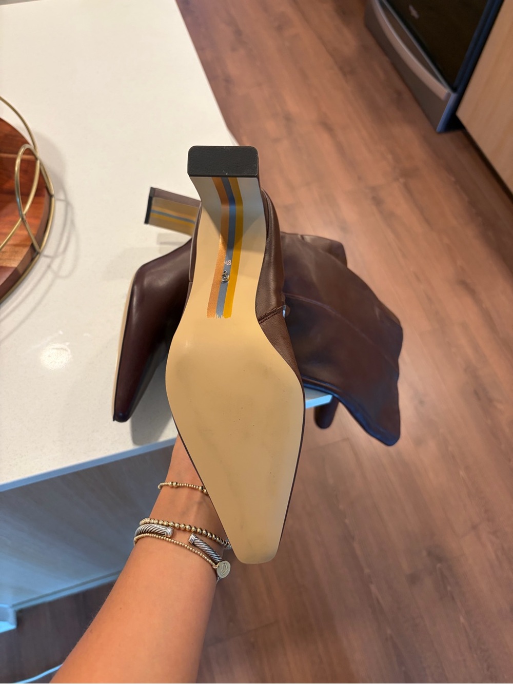 Sam Edelman Tall Pointed-Toe Leather Boots in Dark Brown - Picture 4 of 5